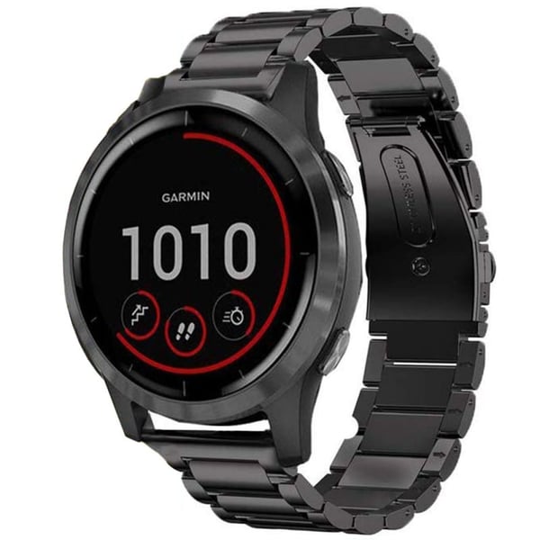 Klokkereim rustfritt stÃ¥l til Garmin VivoActive 4S - Svart