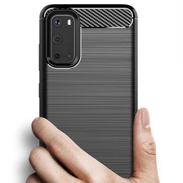 BÃ¸rstet silikone cover til Samsung Galaxy S20 - Sort