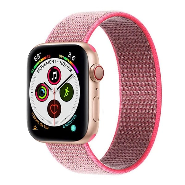 Nailon kellon ranneke Apple Watch 5 (44mm) - Hot Pink