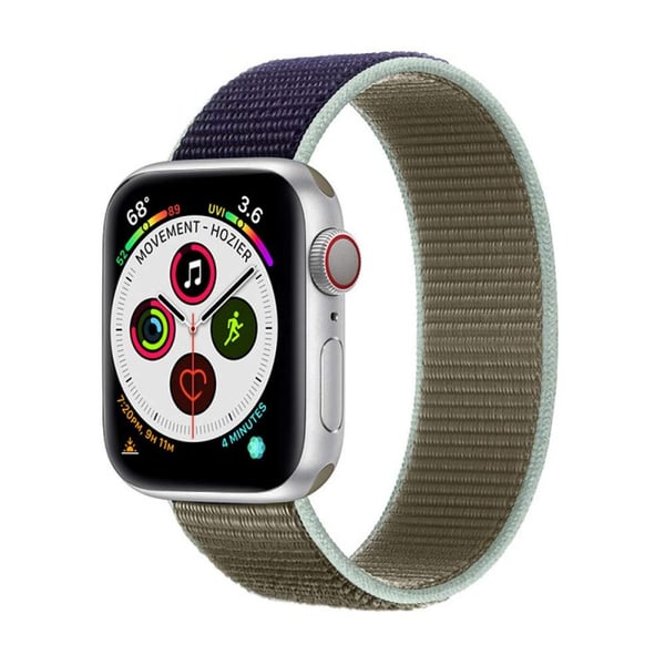 Nailon kellon ranneke Apple Watch 5 (44mm) - Khaki Blue