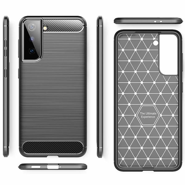 Børstet silikone cover til Samsung Galaxy S21 Plus - Sort