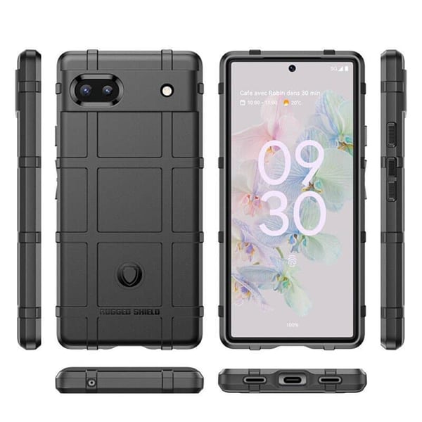 Rugged Shield kuori Google Pixel 6A - Musta