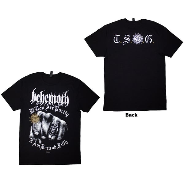 Behemoth Unisex T-Shirt: The Shit Ov God Purity Fist (Black) (Back Print) (X-Large)