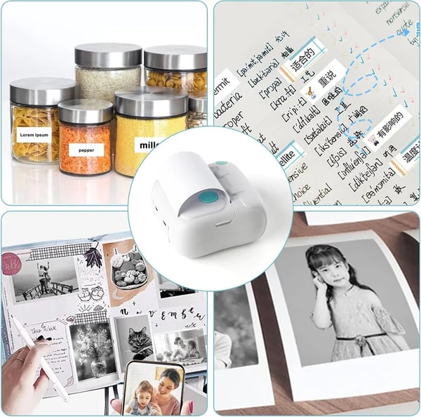 SiGN Mini Printer Bluetooth 200 dpi Label Printer med en rulle - Hvid