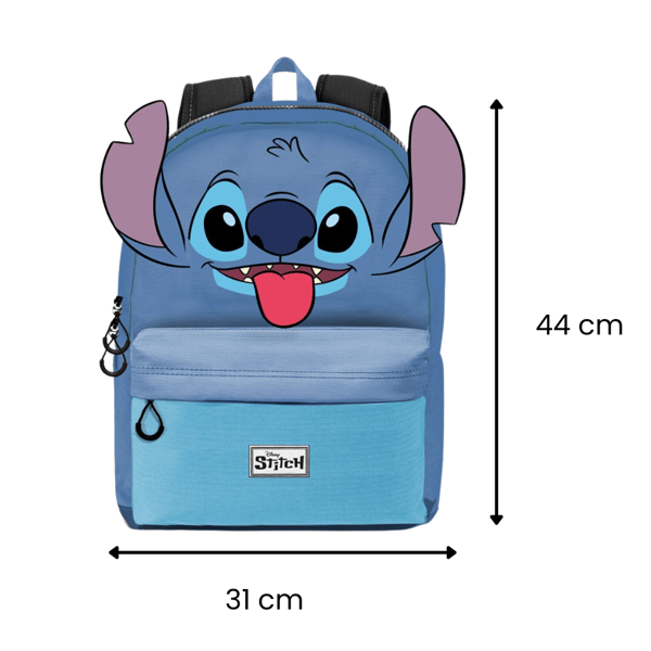 Skolerygsæk med enkelt rum, sød Stitch, Disney, blå, 31x44x18cm