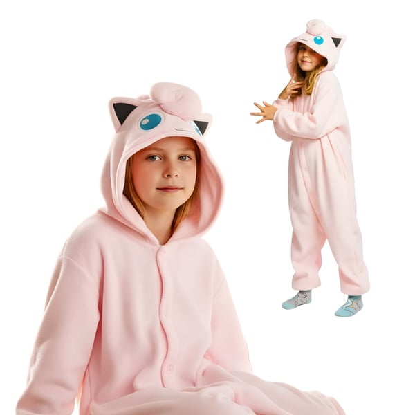Kigurumi-pyjamas med Pokémon Jigglypuff-kostume til børn, 95-105 cm