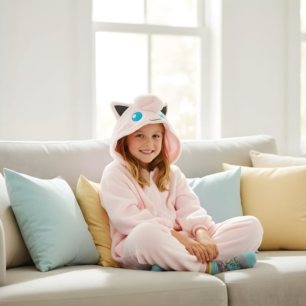 Kigurumi-pyjamas med Pokémon Jigglypuff-kostume til børn, 95-105 cm