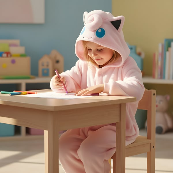 Kigurumi-pyjamas med Pokémon Jigglypuff-kostume til børn, 95-105 cm