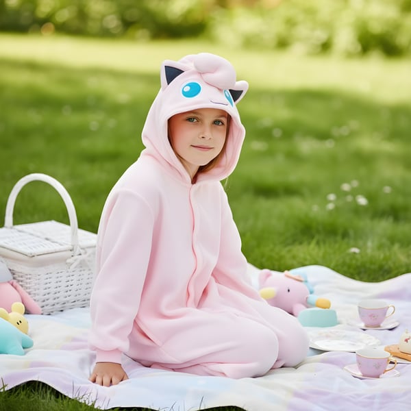 Kigurumi-pyjamas med Pokémon Jigglypuff-kostume til børn, 95-105 cm