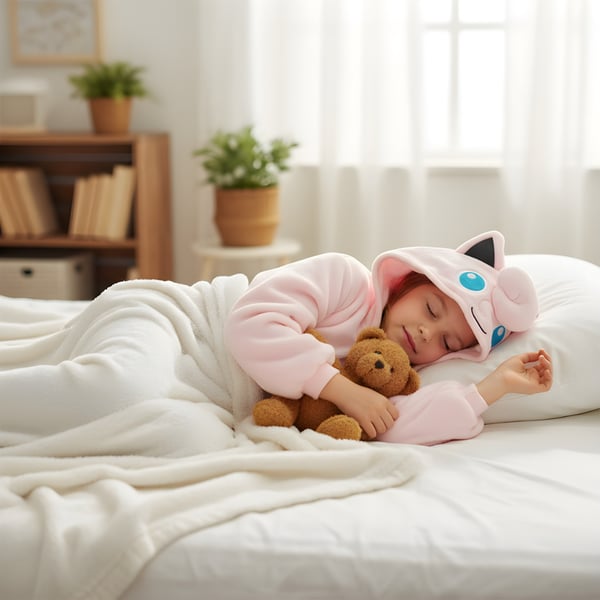 Kigurumi-pyjamas med Pokémon Jigglypuff-kostume til børn, 95-105 cm