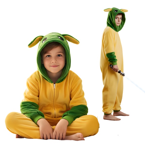 Kigurumi-pyjamas Baby Yoda kostume til børn 135-145 cm Kigurumi-pyjamas Baby Yoda kostume til børn 135-145 cm