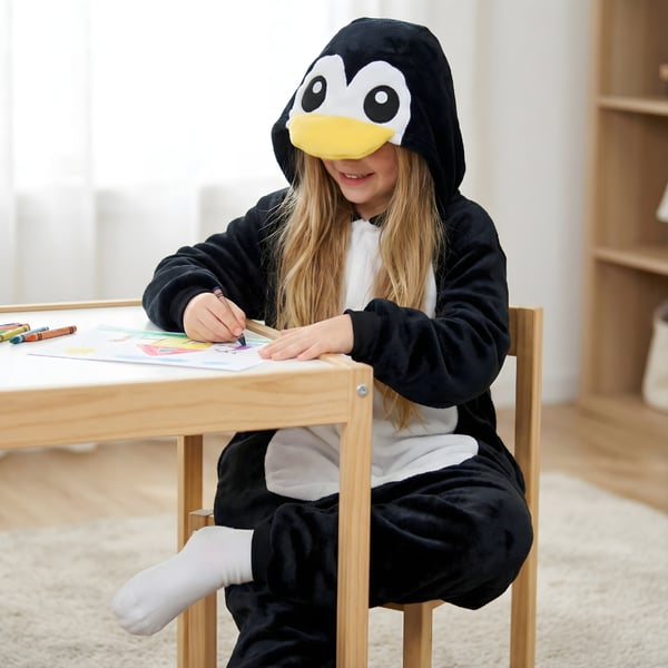 Kigurumi-pyjamaskostume med pingvin til børn, 125-135 cm