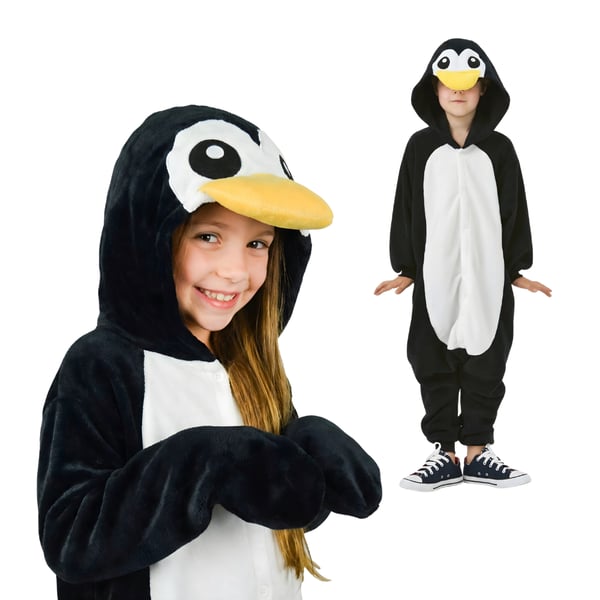 Kigurumi-pyjamaskostume med pingvin til børn, 95-105 cm