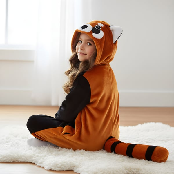 Pyjamas Onesie Kigurumi Kostume Forklædning Rød Panda Børn 135-145cm