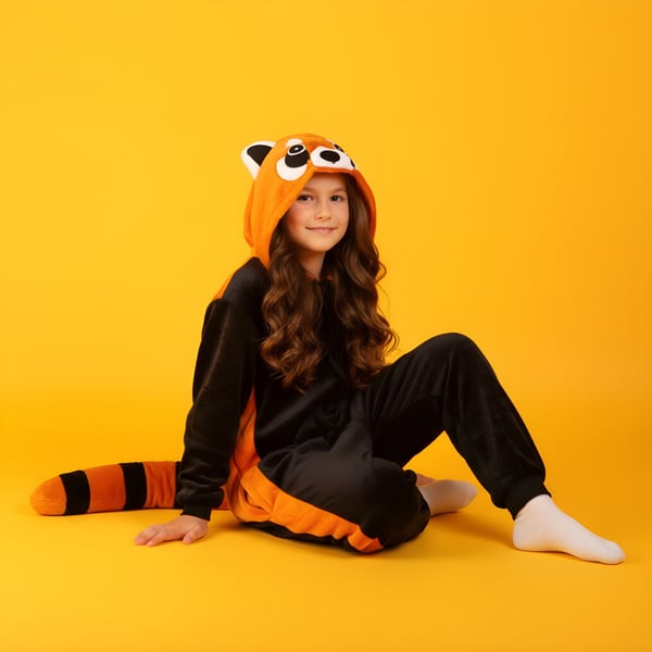 Pyjamas Onesie Kigurumi röd panda barn 105-115cm