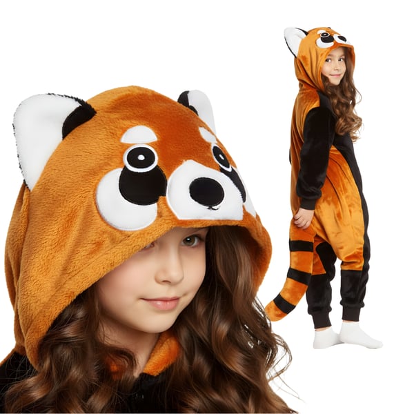 Pyjamas Onesie Kigurumi Kostume Forklædning Rød Panda Børn 135-145cm