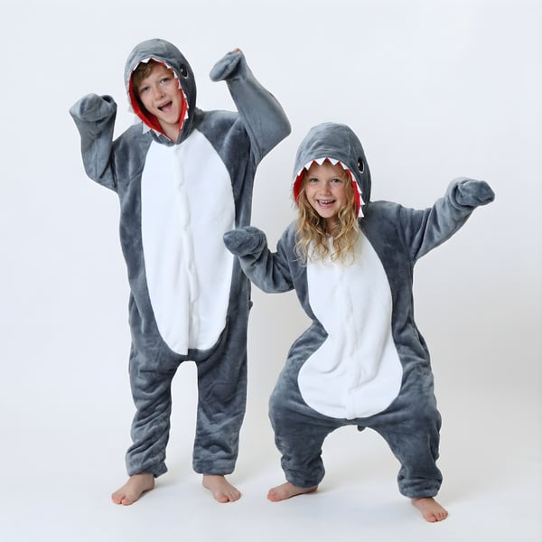 Kigurumi-pyjamas med haj og baby kostume til børn 125-135 cm