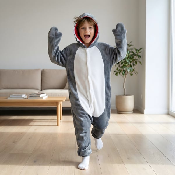 Kigurumi-pyjamas med haj barn 115-125 cm