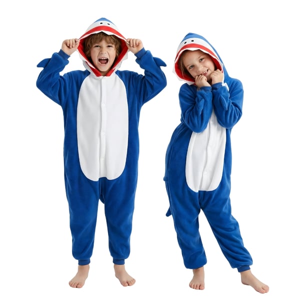 Onesie Kigurumi Pyjama -asu, laivastonsininen hai, lapset, 135-145cm