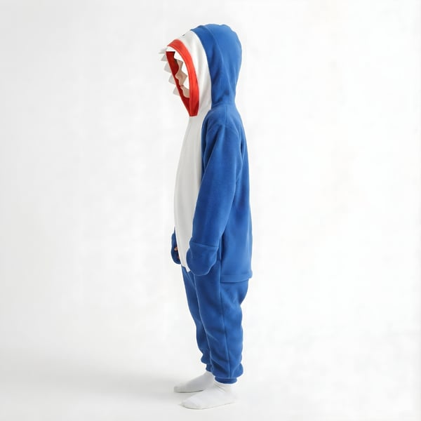 Kigurumi-pyjamas marinblå haj barn 115-125 cm