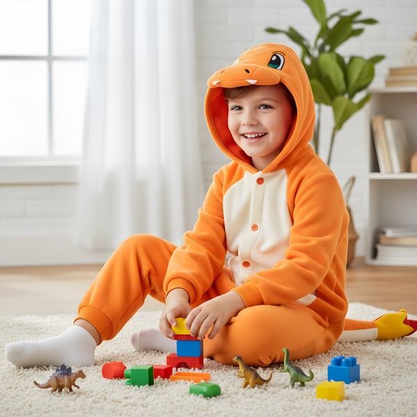 Kigurumi Onesie Pyjamas Pokemon Charmander kostym barn 105-115 cm