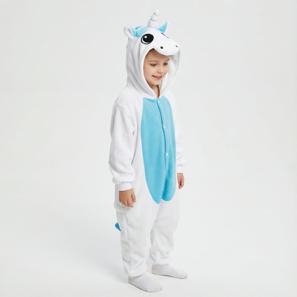 Kigurumi Onesie Pyjamas Kostume Forklædning Hvid Enhjørning Børn 125-135cm