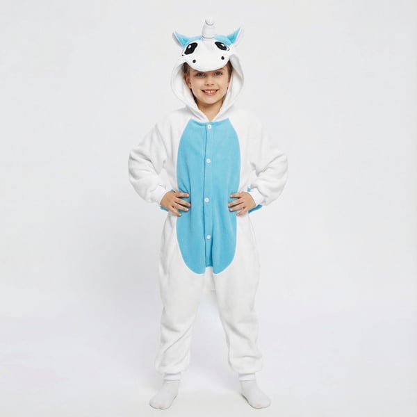 Kigurumi Onesie Pyjamas Kostume Forklædning Hvid Enhjørning Børn 135-145cm