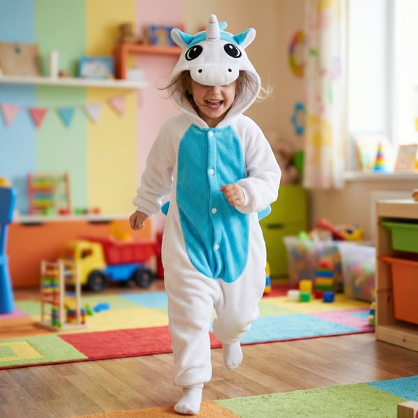 Kigurumi Onesie Pyjamas Kostume Forklædning Hvid Enhjørning Børn 115-125cm