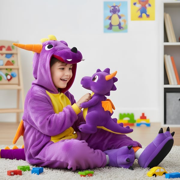Kigurumi-pyjamas Spyro-kostume til børn 105-115 cm