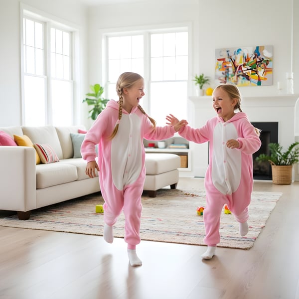 Kigurumi pyjamas kostume til børn med pink gris, 105-115 cm