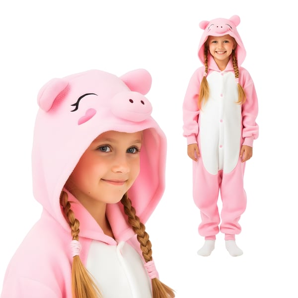 Kigurumi-pyjamas rosa grå barn 95-105 cm