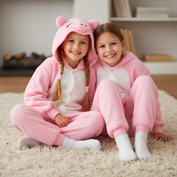 Kigurumi-pyjamas rosa grå barn 95-105 cm