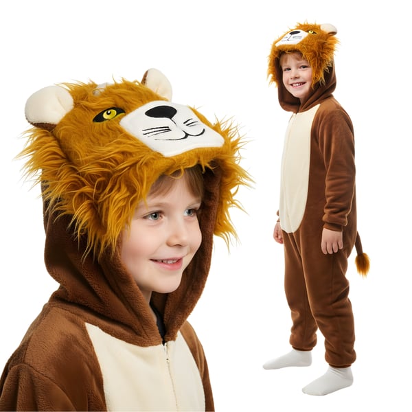 Kigurumi pyjamas løve til børn 125-135 cm Kigurumi pyjamas løve til børn 125-135 cm