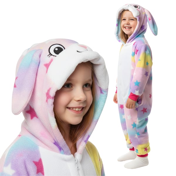 Kigurumi pyjamas kostume kanin børn 95-105 cm Kigurumi pyjamas kostume kanin børn 95-105 cm