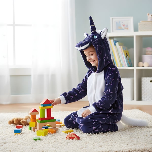 Kigurumi Onesie Pyjamas Kostume Stjerner Enhjørning Børn 125-135cm