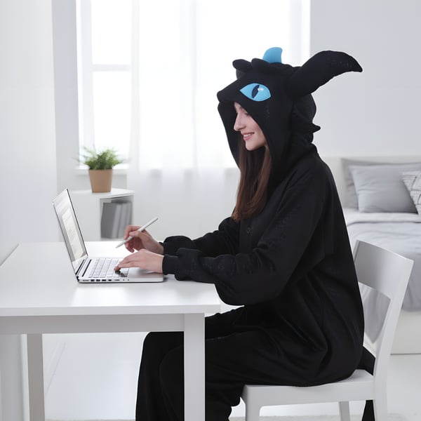 Kigurumi Pyjamas Tandløs Kostume Blå M: 155 - 165cm