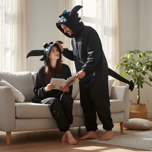 Kigurumi Pyjamas Tandløs Kostume Blå M: 155 - 165cm