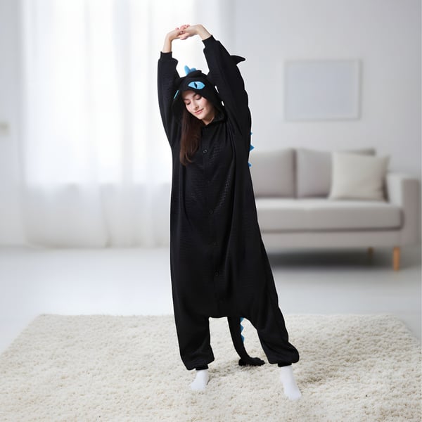 Kigurumi Pyjamas Tandløs Kostume Blå M: 155 - 165cm