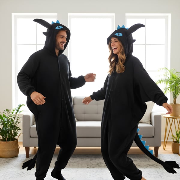 Kigurumi Pyjamas Tandløs Kostume Blå M: 155 - 165cm