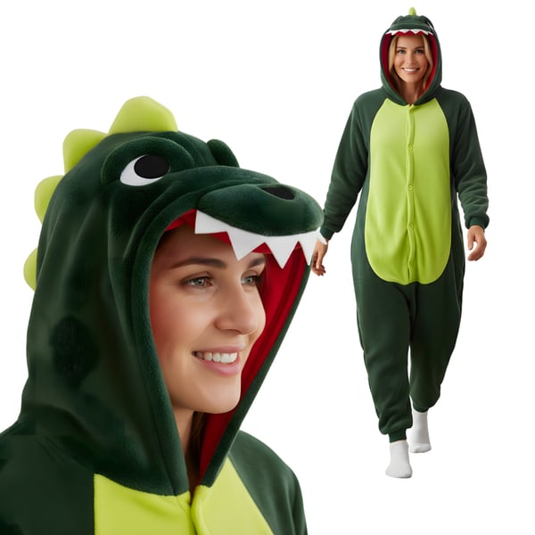 Kigurumi-pyjamas i dinosaur-stil, størrelse 145-155 cm Kigurumi-pyjamas i dinosaur-stil, størrelse 145-155 cm