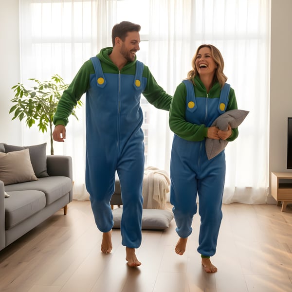 Kigurumi-pyjamaskostume Super Mario Luigi XXL: 185-195 cm