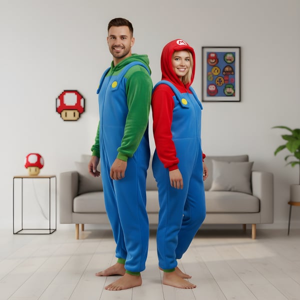 Onesie Kigurumi Pyjamas kostume Super Mario Luigi L: 165 - 175 cm