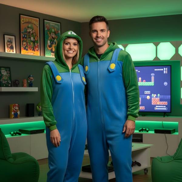 Onesie Kigurumi Pyjamas kostume Super Mario Luigi M: 155 - 165 cm