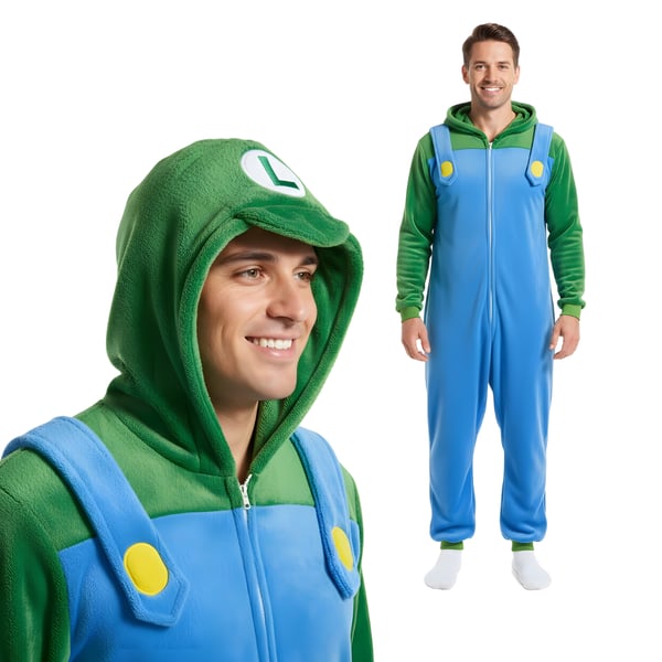 Kigurumi-pyjamaskostume Super Mario Luigi XXL: 185-195 cm Kigurumi-pyjamaskostume Super Mario Luigi XXL: 185-195 cm