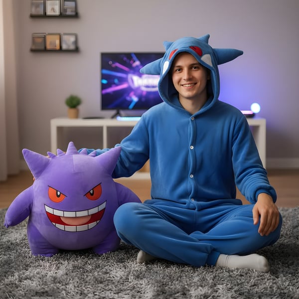Kigurumi-pyjamas fra Pokémon, blåt Gengar-kostume, størrelse 145-155 cm
