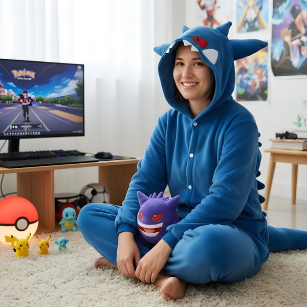 Kigurumi-pyjamas fra Pokémon, blåt Gengar-kostume, størrelse 145-155 cm