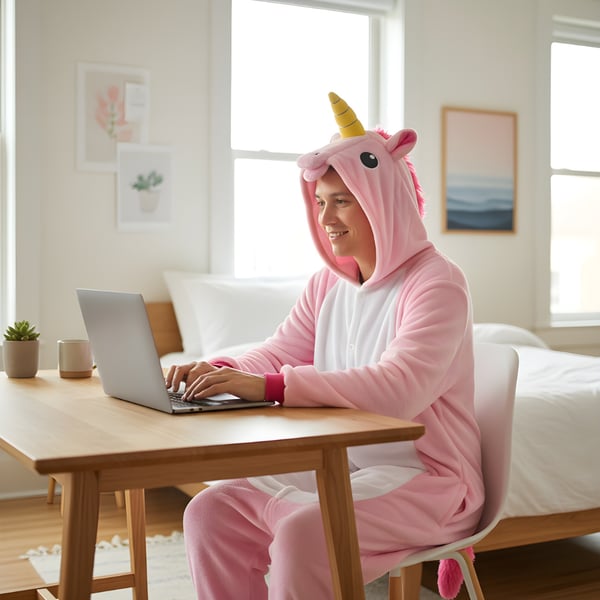 Kigurumi pyjamas kostume med lyserød enhjørning L: 165-175 cm