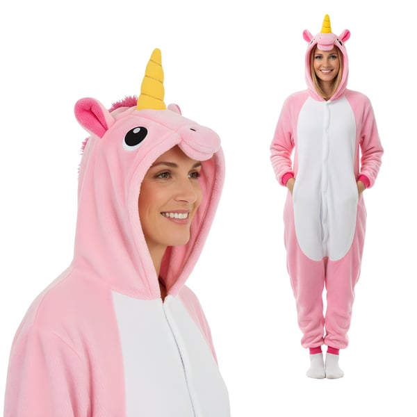 Pyjamas Onesie Kigurumi Kostym Förklädnad Rosa Enhörning 145-155 cm