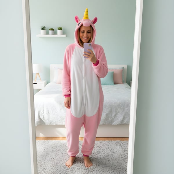 Pyjamas Onesie Kigurumi Kostym Förklädnad Rosa Enhörning 145-155 cm
