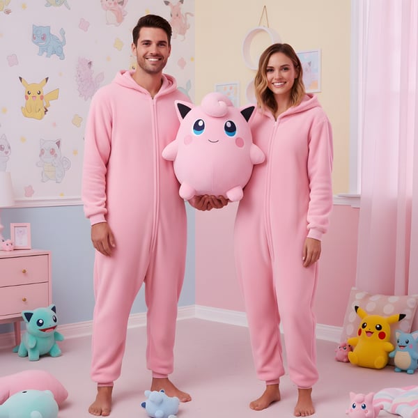 Pokemon Kigurumi Pyjamas med Jigglypuff-motiv, størrelse 145-155 cm